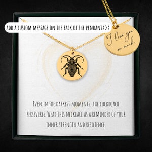 Personalized Cockroach Necklace For Women And Girls - Custom Engraved Insect Jewelry - Insect Gift - Cockroach Pendant - Cockroach Charm
