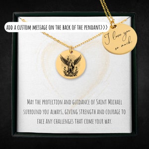 Personalized Saint Michael Necklace For Men And Women - Custom St Michael Jewelry - Protection Gift - Archangel Michael Coin Charm Pendant