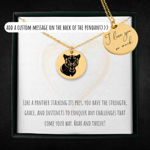 Personalized Panther Necklace For Women And Men - Custom Engraved Big Cat Jewelry - Panther Gift - Wild Animal Charm Pendant