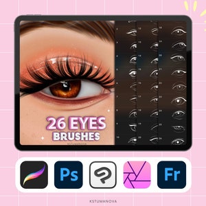 Procreate eyes brushes, Procreate eye stamp. Digital brushes for Photoshop, Clip Studio Paint