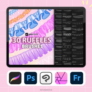 Procreate ruffles, folds brushes. Procreate fashion brushes.  Photoshop, Clip Studio Paint digital brushes