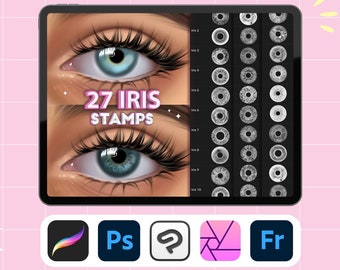 Procreate iris eyes brushes. Procreate eye stamps. Realistic digital brushes for Photoshop, Clip Studio Paint