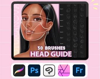 Procreate kopf bürsten. Procreate Referenz Kopf Stempel. Photoshop Portrait Pinsel, Clip Studio Paint digitale Pinsel