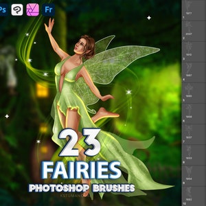 Photoshop fairy brushes. Photoshop body pose brush. Procreate female fairies poses brushes stamps. Digital brushes, Clip Studio Paint brush