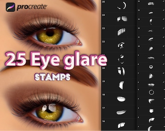 Procreate eye glare stamp, procreate eyes brushes, Procreate realistic glow brush