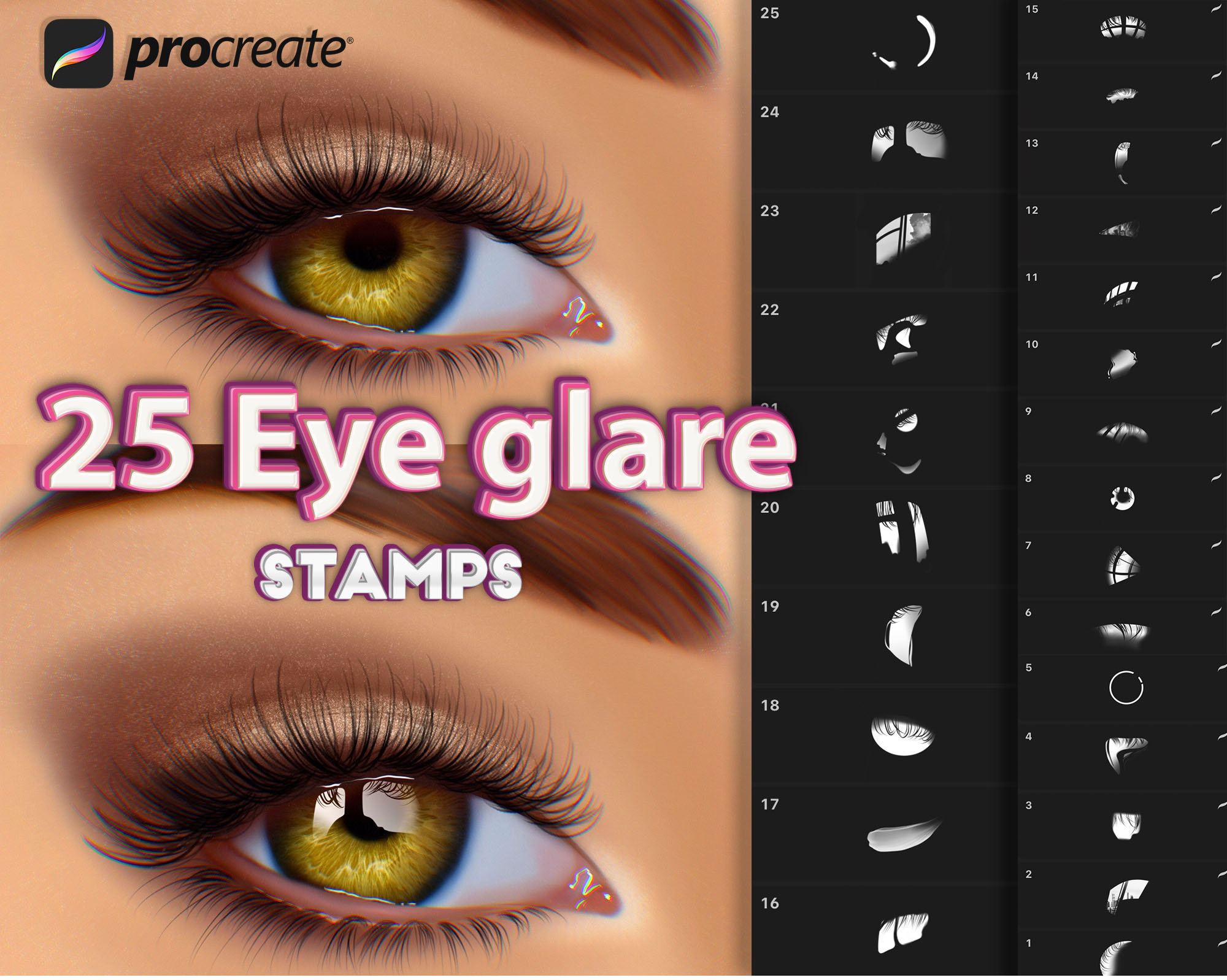 Procreate eye glare stamp procreate eyes brushes Procreate Etsy