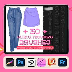 Procreate clothes Stamps. Procreate fashion design brushes. Photoshop Digital brushes.