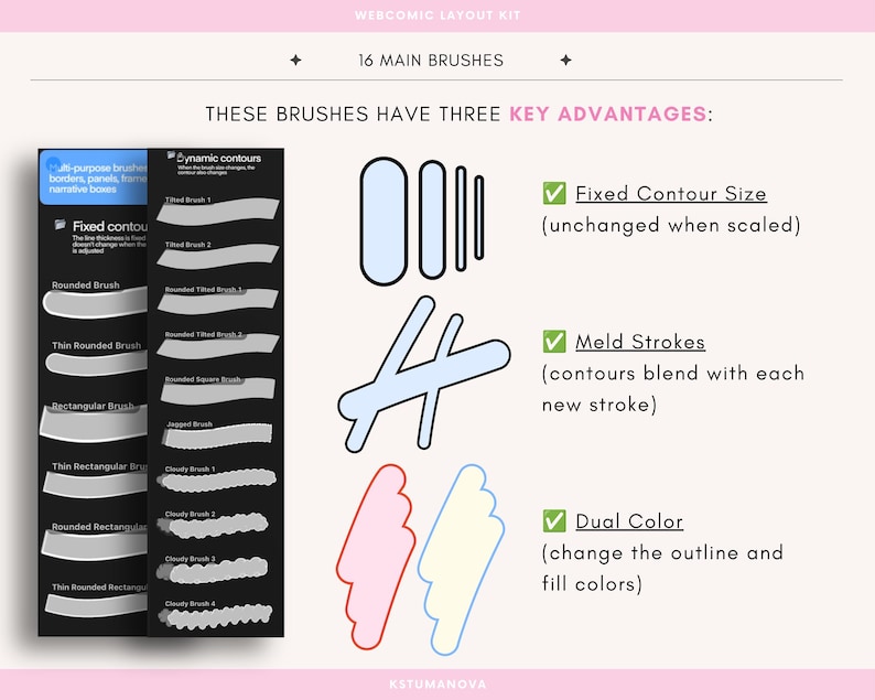 Webcomic Layout Kit Brushes for Procreate | Comic Panel Borders, Speech bubbles image 2