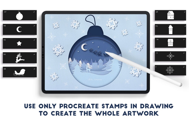 Procreate Christmas Stamps: Holiday Doodle Brush Set (digital Download ...