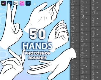 Photoshop-handpenselen. Positiereferentietekening voortplanten. Clip Studio Paint, Procreate-handstempels