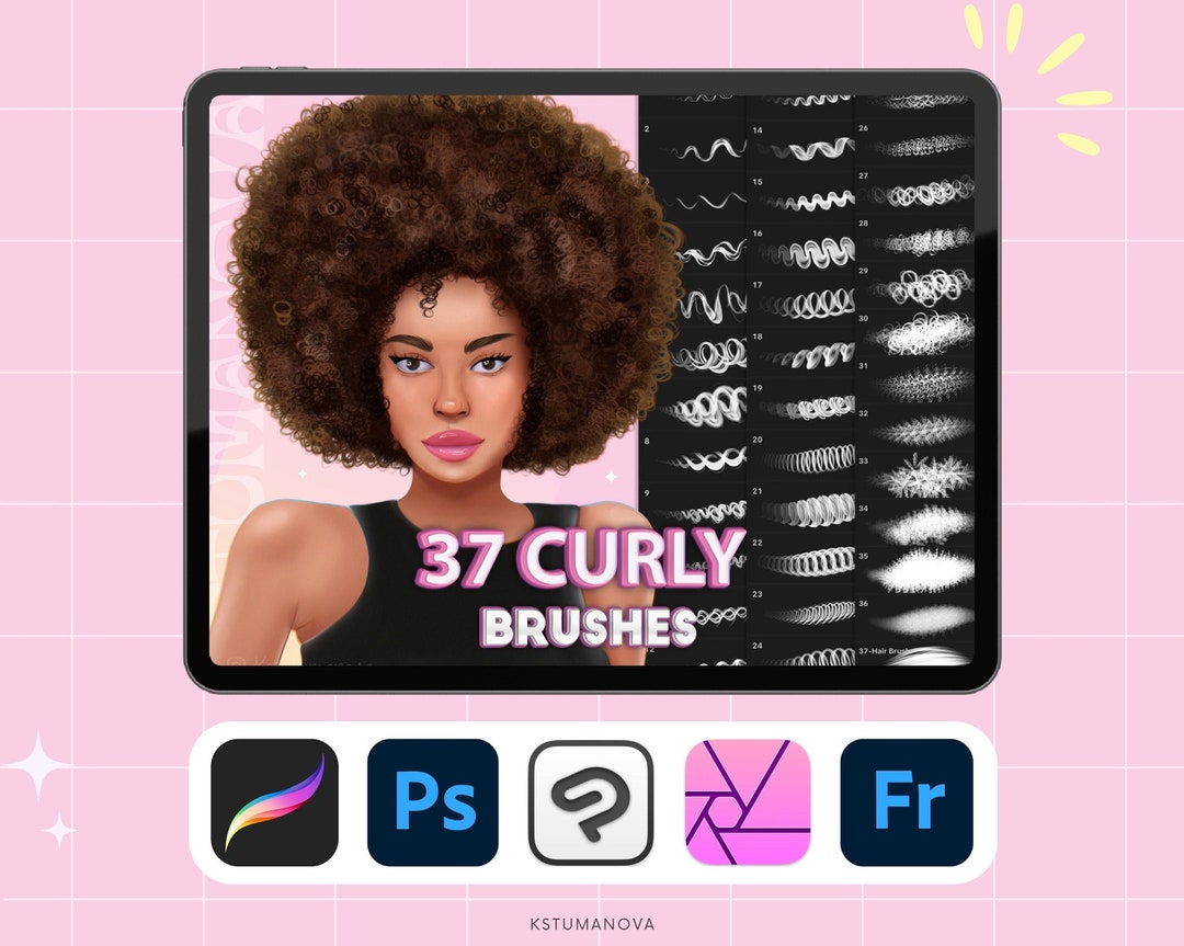 Procreate Curly Hair Brushes Procreate Curls Wave Hairstyles Brushes Photoshop Clip Studio Procreate Curly Hair Brushes Procreate Curls Wave Hairstyles Brushes Photoshop Clip Studio