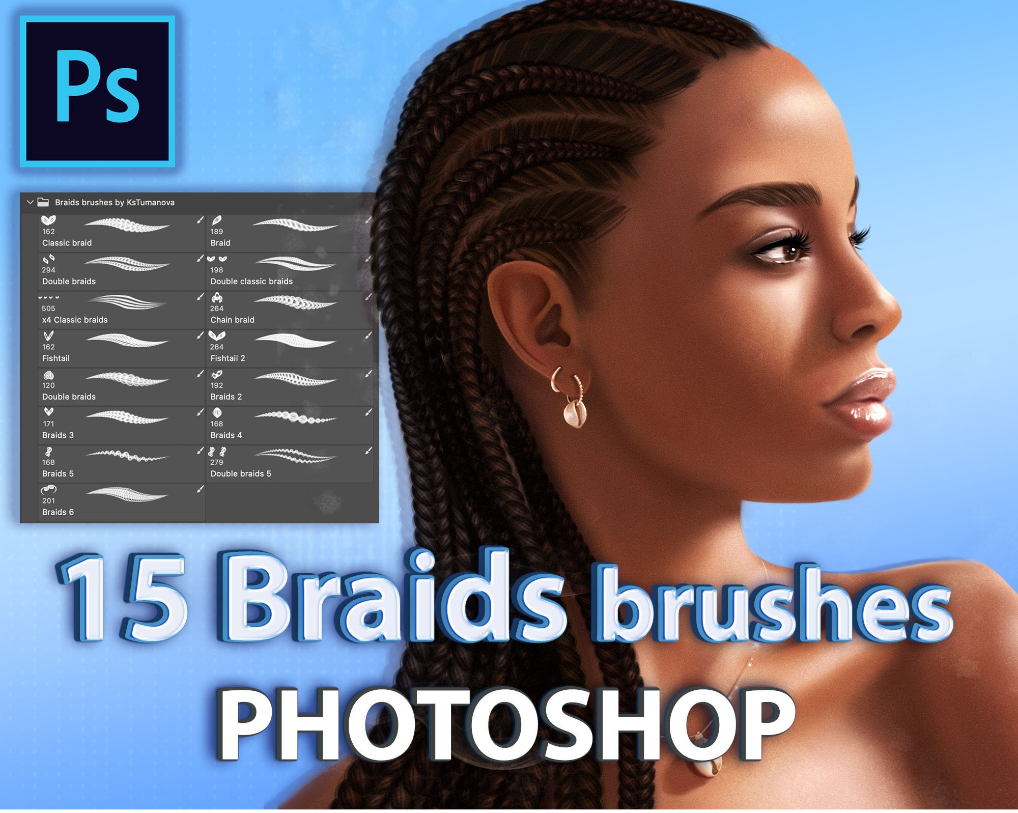 Photoshop Braids Brushes Realistic Hair Brush for Photoshop - Etsy Photoshop Braids Brushes Realistic Hair Brush for Photoshop - Etsy