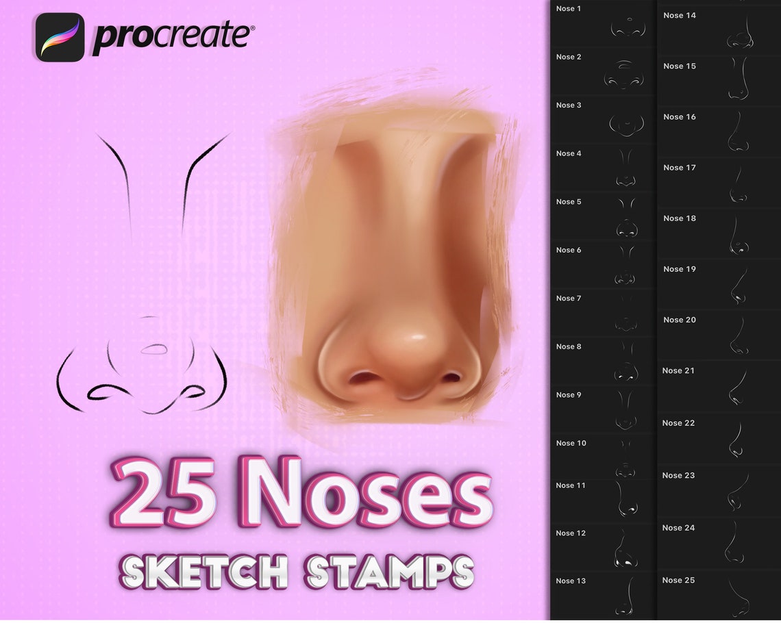 Procreate Nose Brushes Stamps Procreate Stamp Nose Sketch Etsy