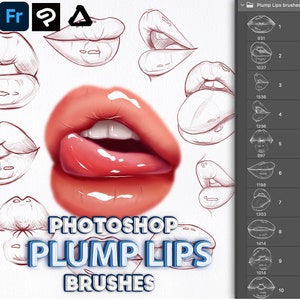 Photoshop lips brushes. Photoshop sketch lips brush. Adobe Fresco, Clip Studio Paint, Procreate, Affinity Photo Brushes. Digital brushset