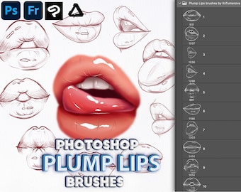 Pinceles de labios para Photoshop. Pincel de labios para bocetos en Photoshop. Adobe Fresco, Clip Studio Paint, Procreate, Affinity Photo Brushes. Conjunto de pinceles digitales.
