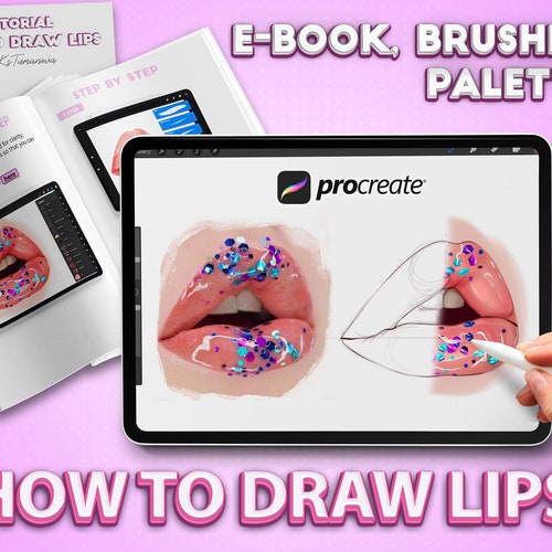 Procreate Tutorial. How to Draw Lips. Procreate Lips Brushes. Etsy