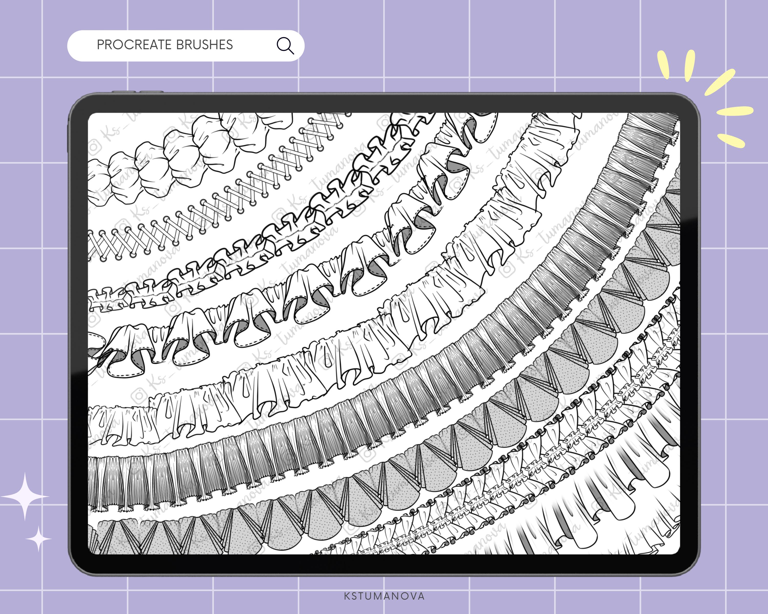 Procreate Ruffles Brushes. Procreate Folds Brushes. Procreate Fashion ...