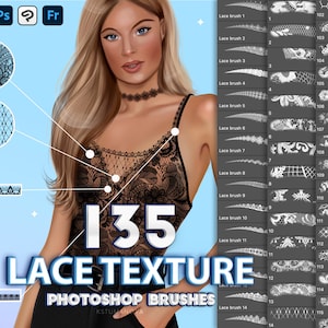 Photoshop Lace Brushes. Photoshop texture brush. Digital  brushes for Fresco and Clip Studio Paint, Procreate brushes
