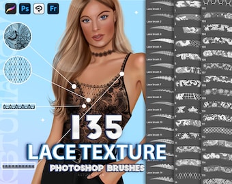 Photoshop-Spitzenpinsel. Procreate Texturpinsel. Digitaler Pinsel für Fresco und Clip Studio Paint