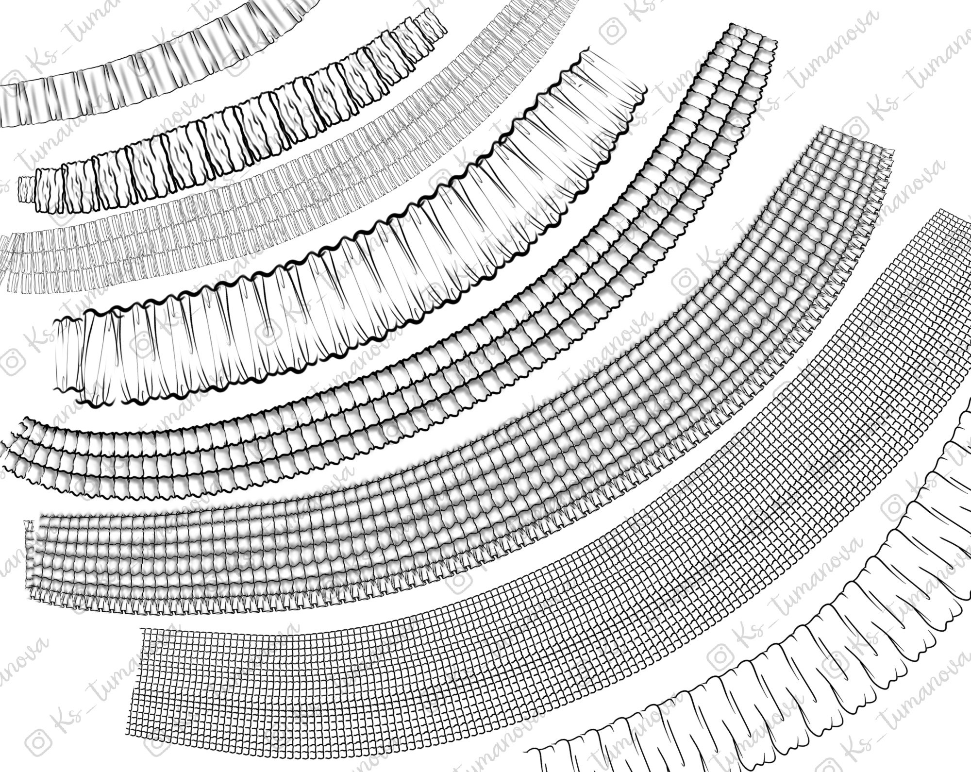 Photoshop Ruffle Brushes. Photoshop Fold Brush. Digital - Etsy