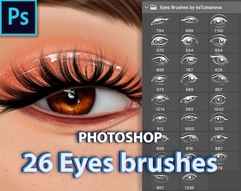 Photoshop eyes brushes, realistic digital eye stamp for Photoshop