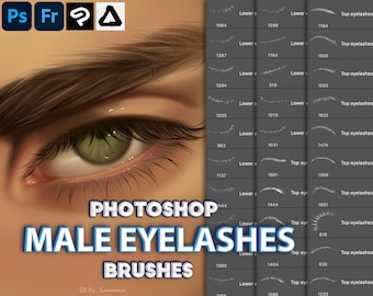 Photoshop male eyelashes brushes. Photoshop men's eyelash brush. Clip Studio Paint brushes, Affinity Photo, Procreate