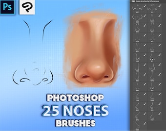 Photoshop noses brushes. Portrait brushes for Adobe Fresco, Clip Studio Paint, Procreate, Affinity Photo. ABR Brushes