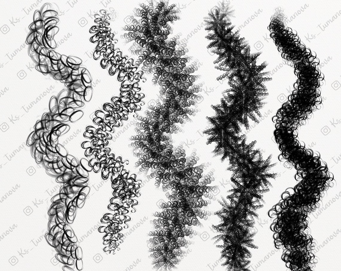 Curly Hair Brushes. Adobe Fresco Clip Studio Paint Etsy