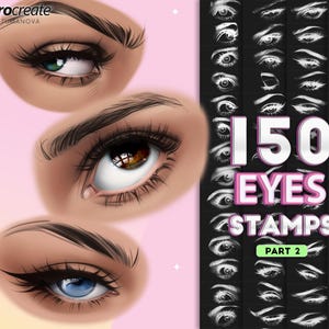 150 Procreate eye female brushes. Procreate eye brush stamps. Procreate women&#39;s faces stamps