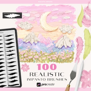 Realistic impasto oil procreate brushes. Procreate acrylic brushes. Procreate realistic oil paint. Procreate oil impasto texture brush stamp