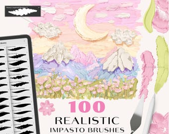 Realistic impasto oil procreate brushes. Procreate acrylic brushes. Procreate realistic oil paint. Procreate oil impasto texture brush stamp