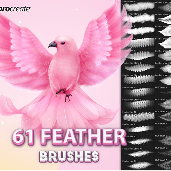 Procreate feather brushes. Procreate fluff texture. Wings of birds, Digital Brushes and stamps