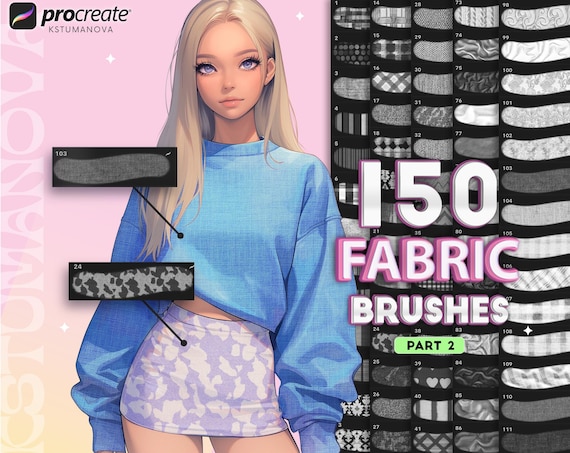 Procreate fabric texture brush. Procreate knitted, plaid, fur, silk textiles texture brushes. Procreate cloth brush stamps. Digital brushes