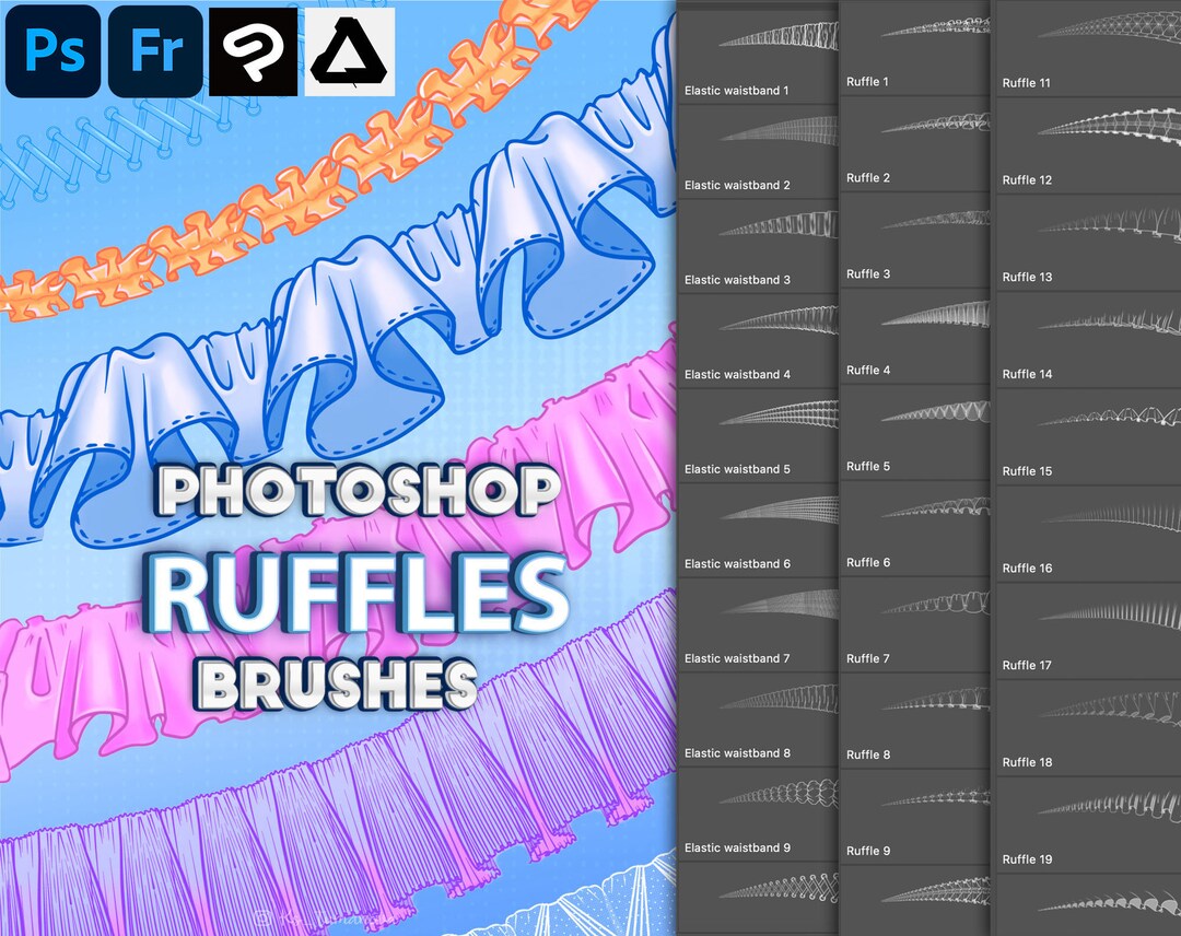Ruffle Brushes. Fold Brush. Digital Brushes Fresco