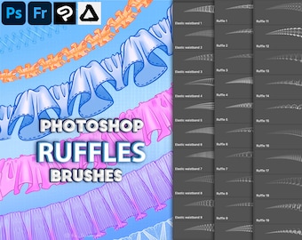 Pennelli Ruffle di Photoshop. Pennello piega di Photoshop. Pennelli digitali Fresco e Clip Studio Paint, Affinity Photo