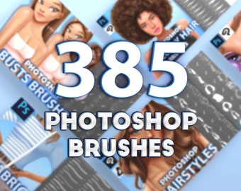385 pinceles para Photoshop. Paquete de pinceles para Photoshop. Pinceles digitales ABR para Adobe Fresco, Clip Studio Paint, Procreate y Affinity Photo.
