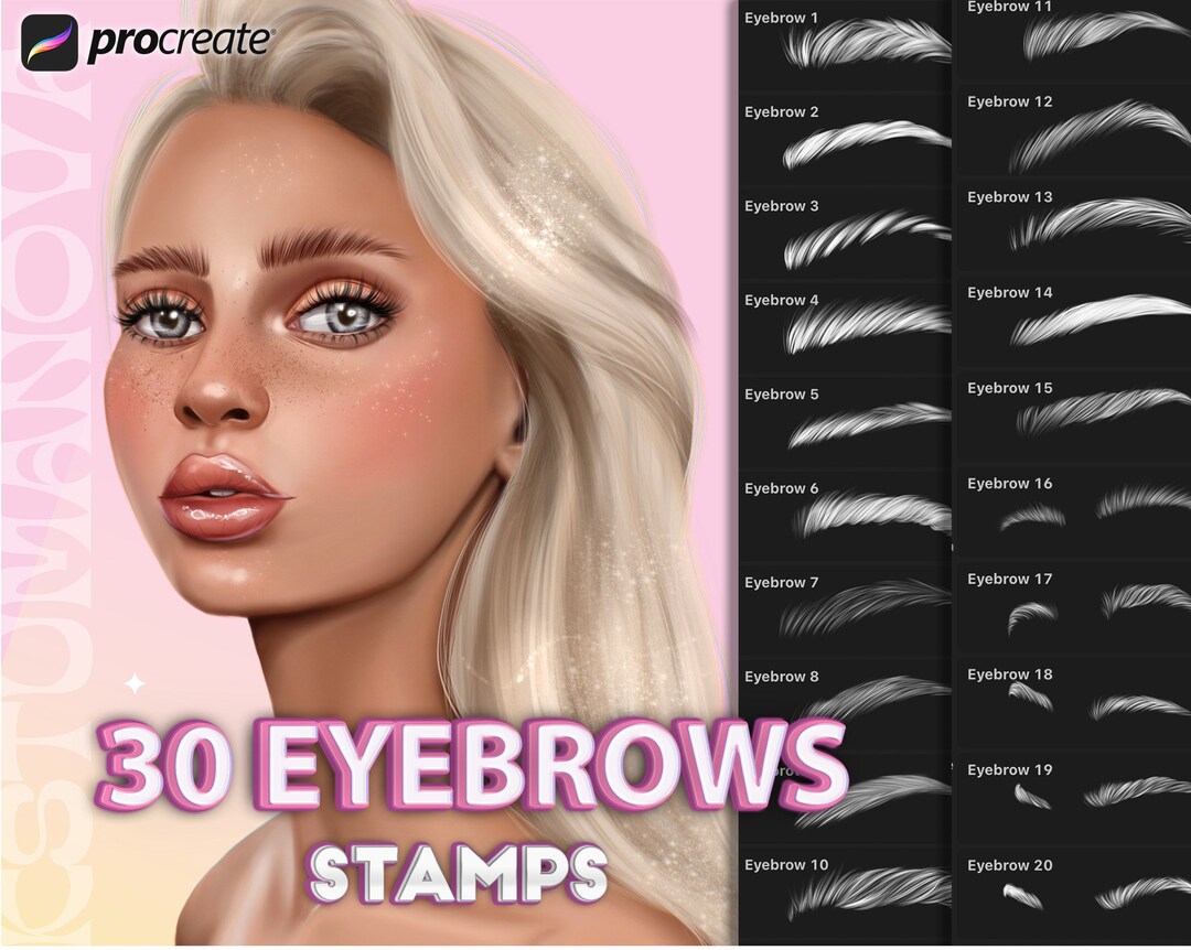 Procreate Eyebrows Stamps Brushes. Realistic Eyebrow Stamp Etsy