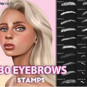 Procreate Eyebrows Stamps Brushes. Realistic Eyebrow Stamp
