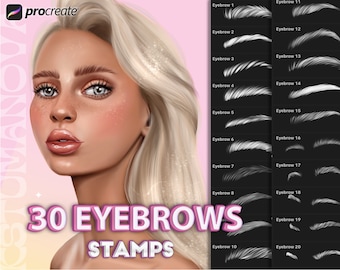 Procreate Eyebrows Stamps Brushes. Realistic Eyebrow Stamp