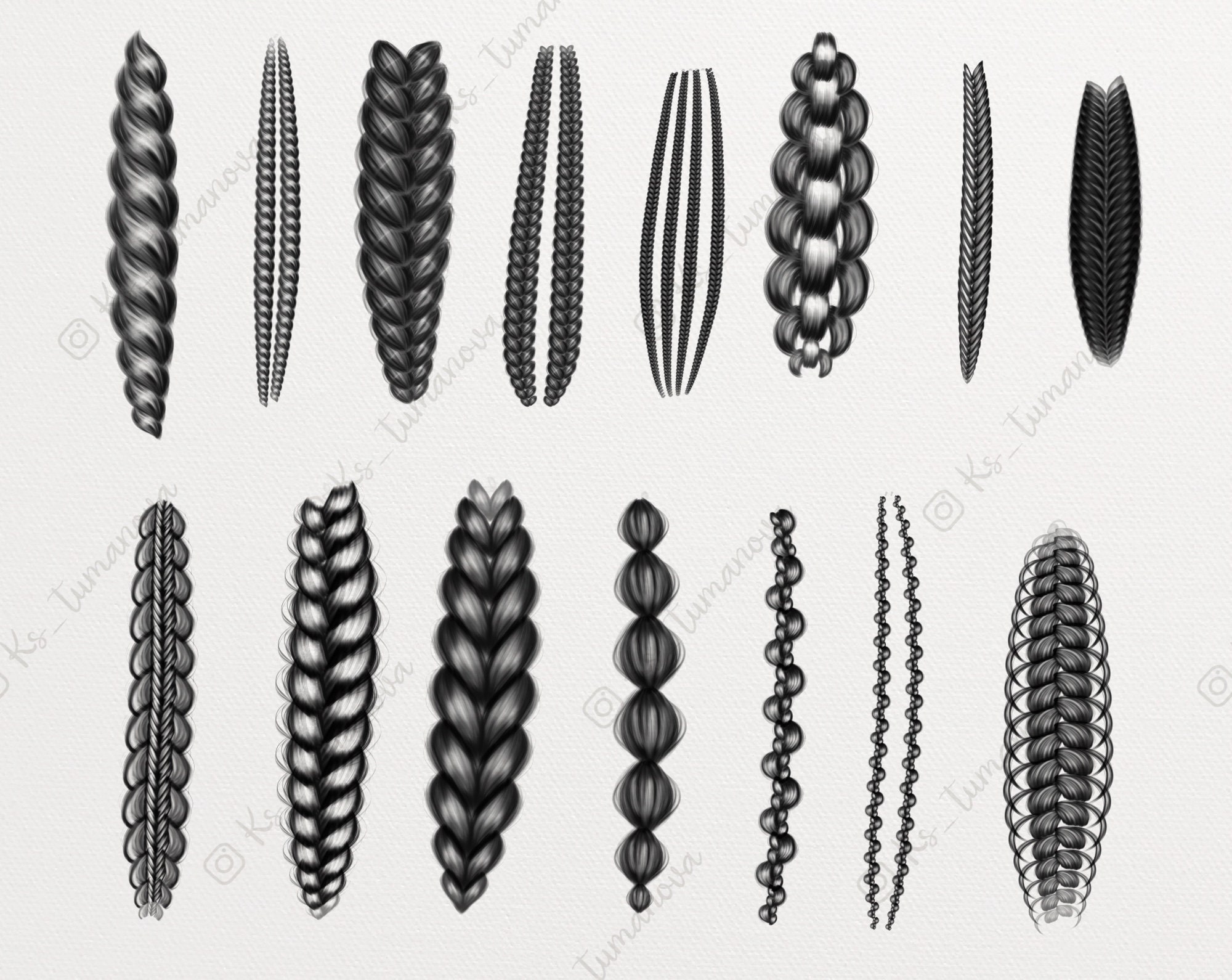 Photoshop Braids Brushes Realistic Hair Brush for Photoshop - Etsy UK