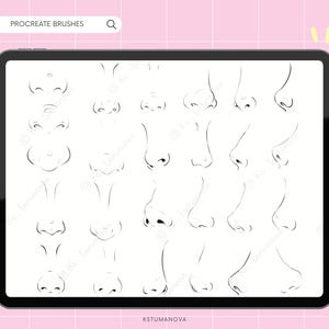 Procreate Nose brushes stamps, Procreate stamp, Nose Sketch Brushes, iPad brushes image 2