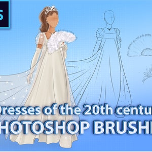 Photoshop Dresses brushes. Dresses of the 20th century for Photoshop. Dress ABR