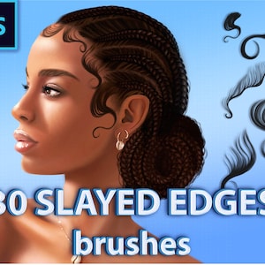 Photoshop slayed edges stamps. Photoshop  hair brushes, hairstyle stamps