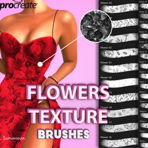 Procreate texture brushes. Procreate flower brush. Textile fabric Procreate brushset for iPad