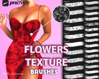 Procreate texture brushes. Procreate flower brush. Textile fabric Procreate brushset for iPad