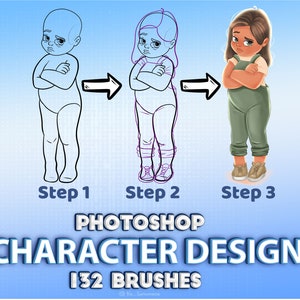 Photoshop brushes for Character Design. Photoshop body pose, head, eye, lip brush. Digital brushes Clip Studio Paint, Affinity Photo