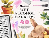 Realistic wet alcohol markers Procreate brushes. Digital painting marker brush. Procreate paper texture canvas