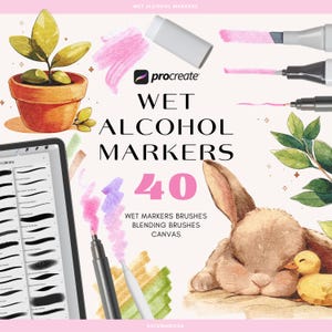 Realistische Nass-Alkohol-Marker Procreate Pinsel. Procreate Gemälde-Marker-Pinsel. Procreate realistische Papierstruktur Leinwand. Procreate Stempel