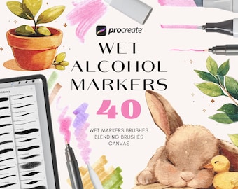 Realistic wet alcohol markers Procreate brushes. Digital painting marker brush. Procreate paper texture canvas