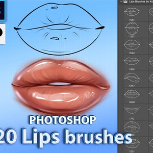Photoshop Lips brushes. Sketch lip brushes for Photoshop, Adobe Fresco and Clip Studio Paint, Procreate